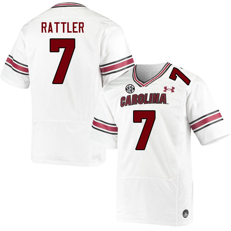 Men #7 Spencer Rattler South Carolina Gamecocks 2023 College Football Jerseys Stitched-White